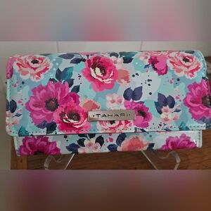 Tahari Floral Clutch in Pink & Aqua
